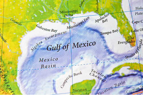 Map screenshot of the bathymetry of the Gulf of Mexico